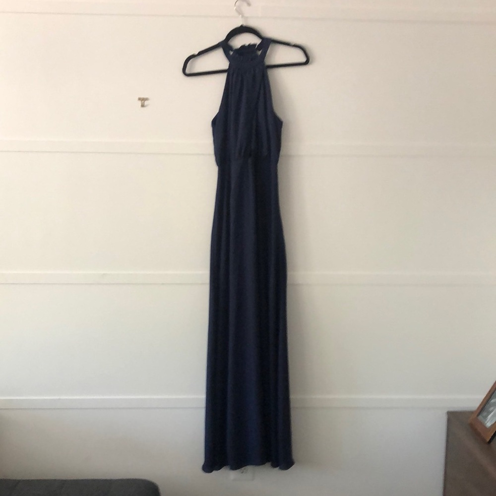 Navy blue gown with key hole cut outs - size small